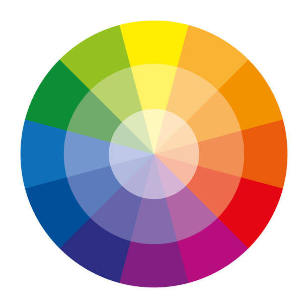 ilustrações, clipart, desenhos animados e ícones de roda de cor ou círculo de cores com doze cores - mixing abstract circle multi colored