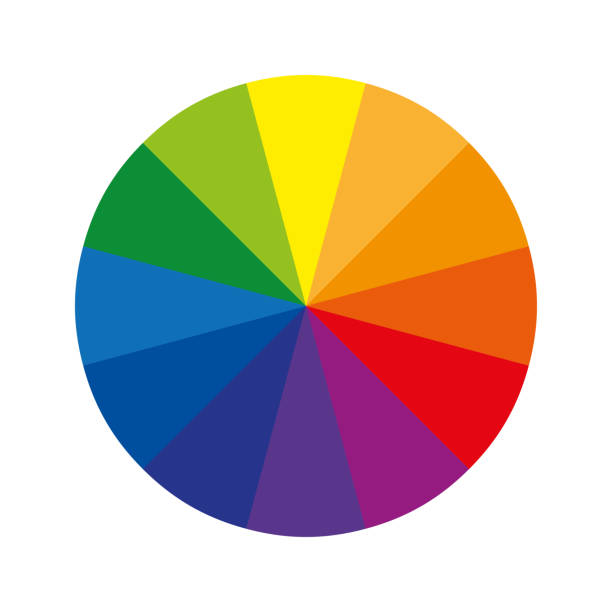 Color wheel or color circle with twelve colors Color wheel or color circle with twelve colors, which shows primary colors, secondary, tertiary colors. color wheel stock illustrations