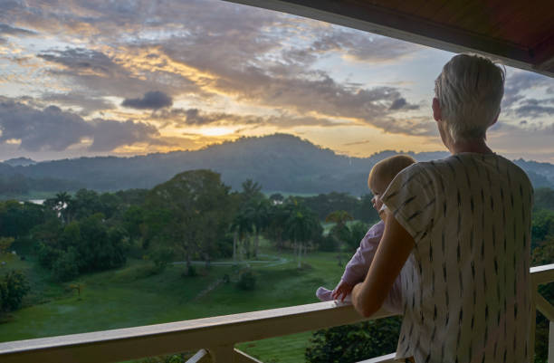 Beautiful Sunrise Over the Chagres River and Panama Canal in Soberania National Park of Gamboa, Panama in Central America Beautiful Sunrise Over the Chagres River in Soberanía National Park of Gamboa, Panama. soberania national park stock pictures, royalty-free photos & images