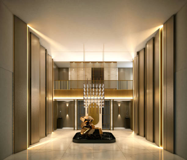 istock 3d render of luxury hotel lobby and reception 1193554794