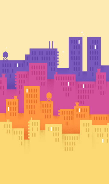 Modern City Vertical Background Modern city urban downtown vertical colorful background with space for your copy. cityscape backgrounds stock illustrations