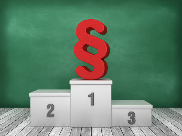 istock Podium with Paragraph Symbol on Chalkboard Background - 3D Rendering 1193562443
