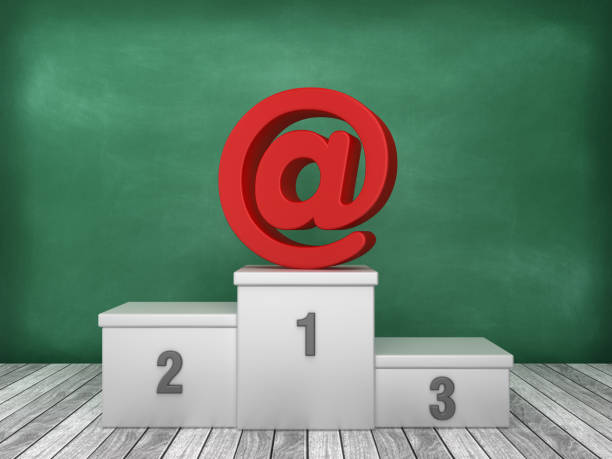 istock Podium with Email Sign on Chalkboard Background - 3D Rendering 1193562481