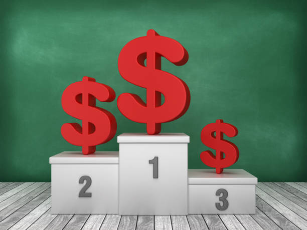 istock Podium with Dollar Sign on Chalkboard Background - 3D Rendering 1193562551