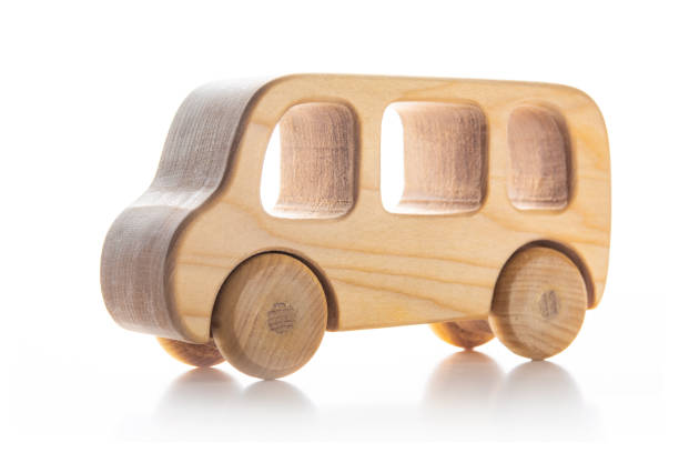 istock Children's wooden bus on a white background 1193563306