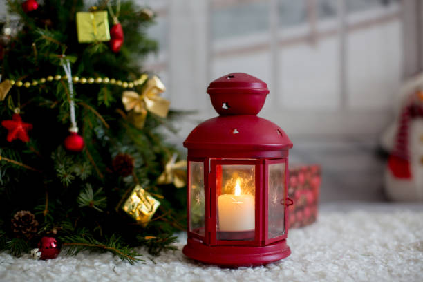 istock Christmas decoration, lantern, candles, christmas tree, presents 1193563506