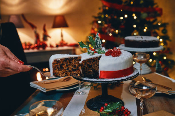 istock Fondant Christmas Cake with Dried Fruits and Nuts 1193563902