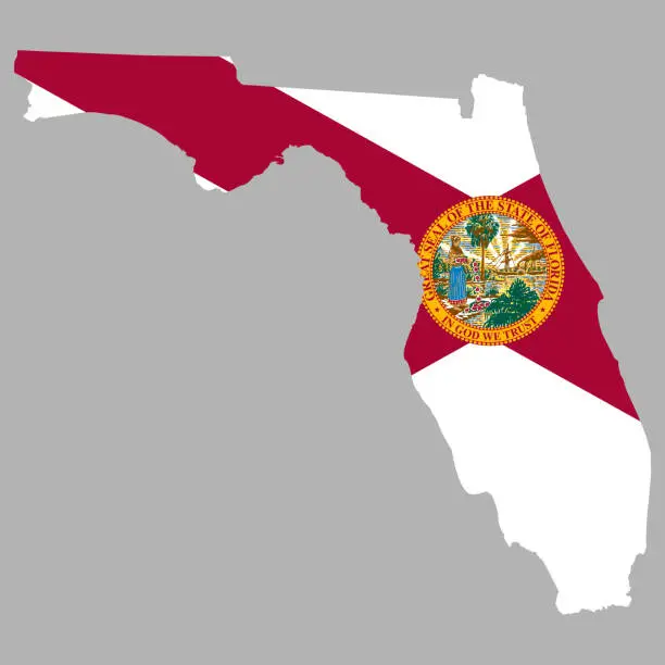 Vector illustration of Map US state Florida Flag Vector illustration Eps 10