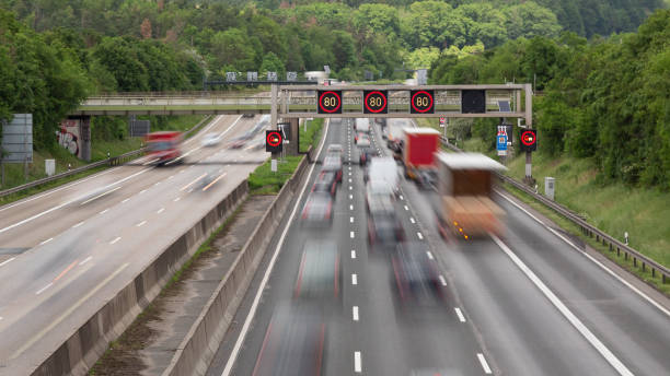 istock traffic on german autobahn with speed limit at 80 km h 1193566225