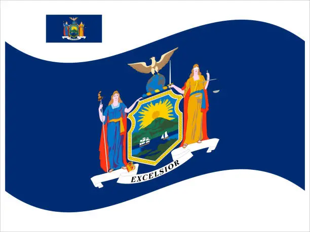 Vector illustration of Wave Flag of New York US state Vector illustration Eps 10