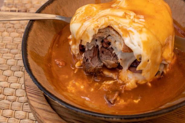 istock Typical portuguese sandwich called Francesinha with cheese and steak 1193566656