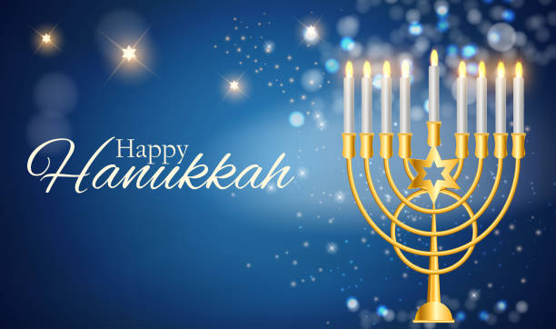 Happy Hanukkah, Jewish Holiday Background. Vector Illustration. Hanukkah is the name of the Jewish holiday Happy Hanukkah, Jewish Holiday Background. Vector Illustration. Hanukkah is the name of the Jewish holiday. EPS10 happy hanukkah greetings in hebrew stock illustrations