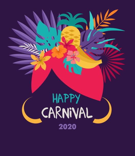 브라질 카니발, 음악 축제, 가장 무도회 전단지 템플릿 - entertainment bright carnival celebration stock illustrations