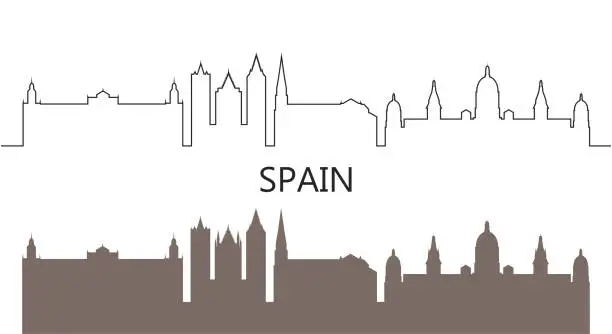 Vector illustration of Spain logo. Isolated Spanish architecture on white background