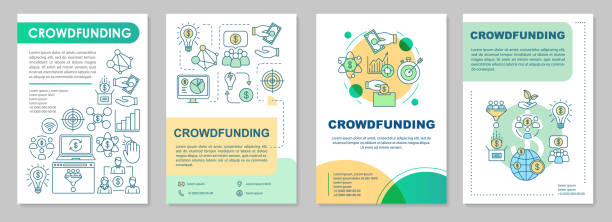 ilustrações, clipart, desenhos animados e ícones de layout do modelo de folheto de crowdfunding - poster advertise protest presentation