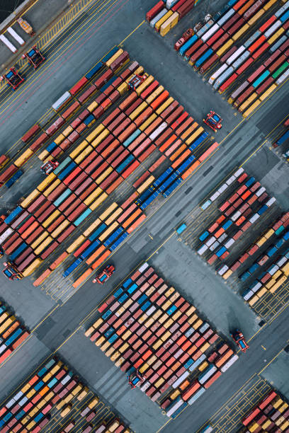 istock Aerial view of a Container harbour 1193572406