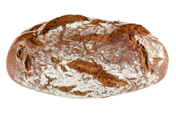 istock Rye bread loaf on white isolated Top view 1193572590
