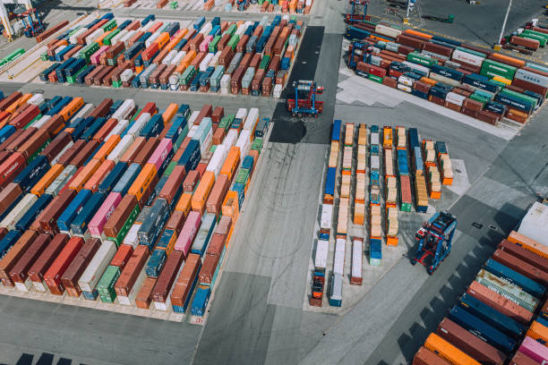 istock Aerial view of a Container harbour 1193572614
