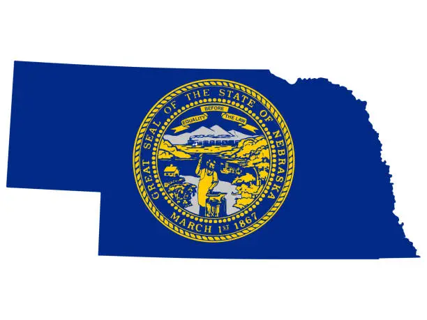 Vector illustration of Map Flag of the U.S. state of Nebraska Vector
