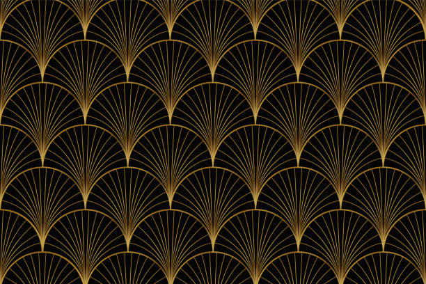 art-deco-stil - geometrische muster hintergrund. - backgrounds black background textured metal stock-grafiken, -clipart, -cartoons und -symbole