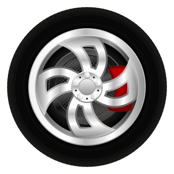 illustrazioni stock, clip art, cartoni animati e icone di tendenza di ruota dell'auto - white background car vehicle part brake