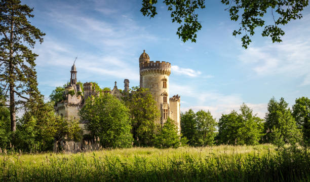 La Mothe Chandeniers, a fairytale ruin of a french castle stock photo