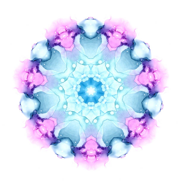 istock Delicate watercolor flower mandala pattern isolated on white background. Kaleidoscope effect. 1193575452