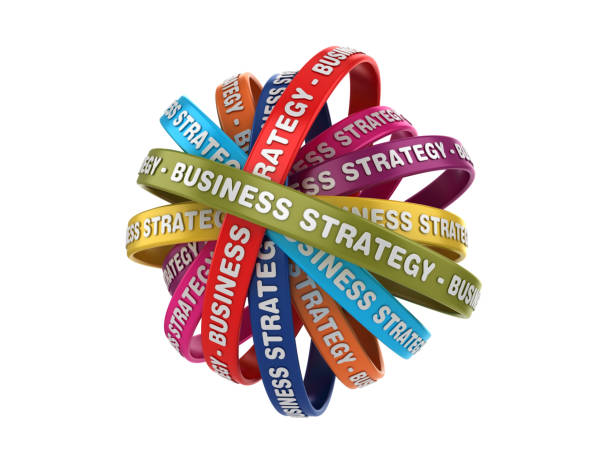 istock Circular Ribbons with BUSINESS STRATEGY Phrase - 3D Rendering 1193575569