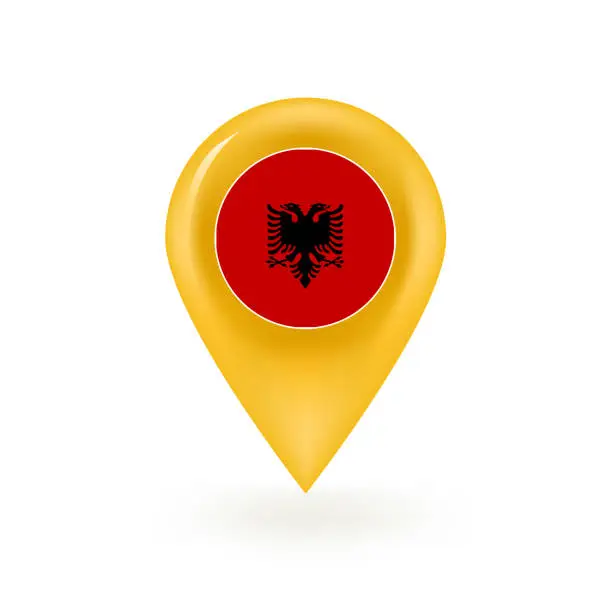 Vector illustration of Albania Flag Map Pin Icon