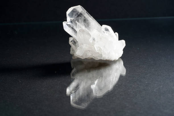 istock Quartz also called deep quartz with mineral inclusions in the studio in front of black background photographed in Marco mode 1193578173