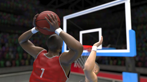 istock Closeup view of dunk score while other player is trying to block 3d render 1193581463