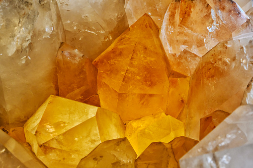 Closeup of large quartz crystal cluster from Arkansas
