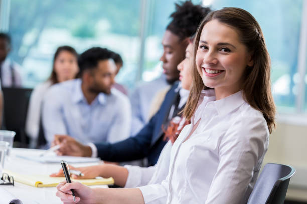 istock Confident young businesswoman attending continuing education event 1193583562