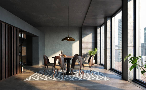 istock Dining room in loft, industrial style 1193587072