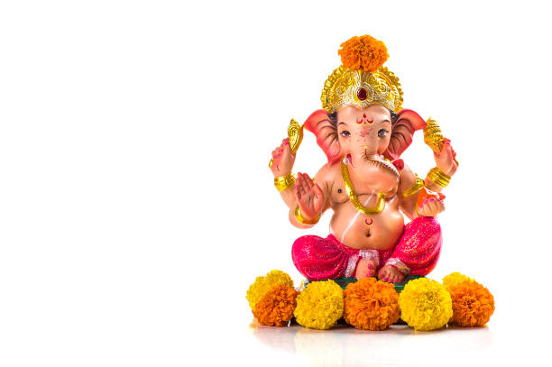 Hindu God Ganesha. Ganesha Idol on white Background. stock photo