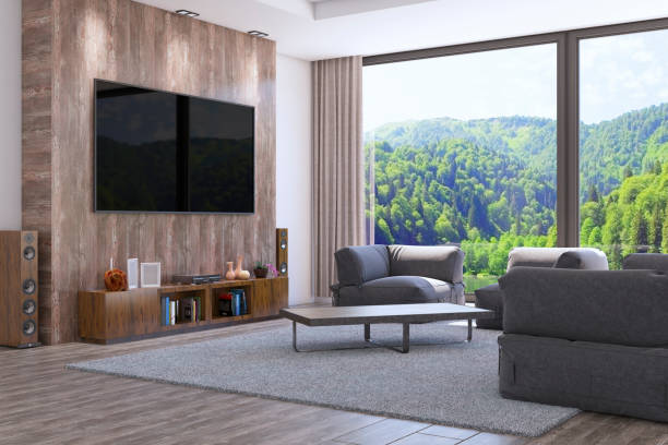 リビングルームのモダンなインテリアデザイン - hotel room hotel bedroom picture frame ストックフォトと画像