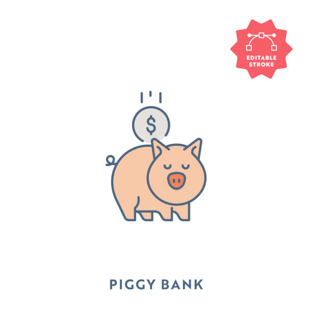 Piggy Bank Flat Icon with Editable Stroke and Pixel Perfect. Piggy Bank Single Icon with Editable Stroke and Pixel Perfect. tax clipart stock illustrations