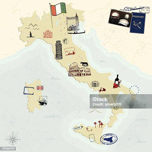 Passporto Italianna - Immagini vettoriali stock e altre immagini di Italia - Italia, Carta geografica, Cultura italiana