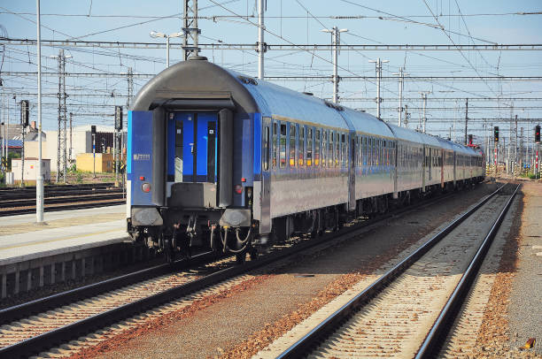 istock Passenger train departs from the platform. 1193613838
