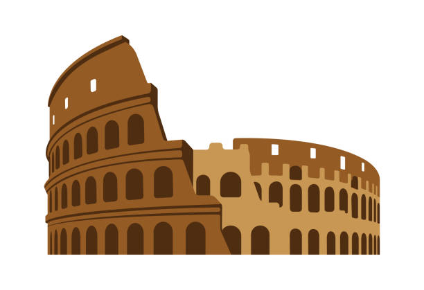 bildbanksillustrationer, clip art samt tecknat material och ikoner med colosseum-italien, rom/världsberömda byggnader vektor illustration. - ancient rome forum