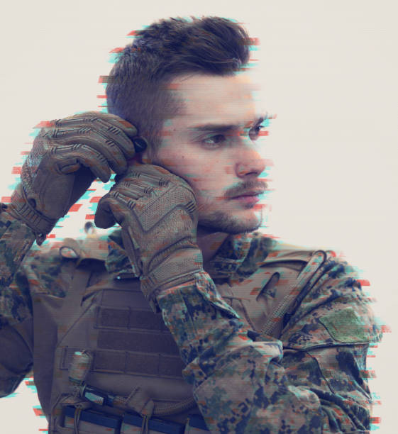 istock soldier preparing gear for action glitch effect 1193624295