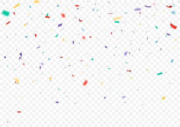 renkli konfeti ve kurdele kutlamaları tasarım şeffaf arka plan üzerinde izole - confetti stock illustrations