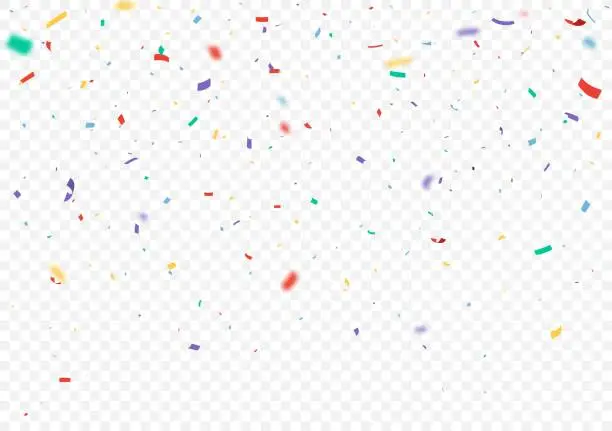 Vector illustration of Colorful Confetti and ribbon celebrations design isolated on transparent background