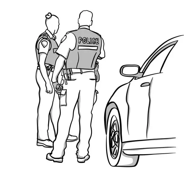Vector illustration of Male And Female Police Officers