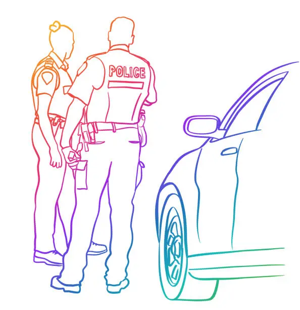 Vector illustration of Male and Female Police Officers Rainbow