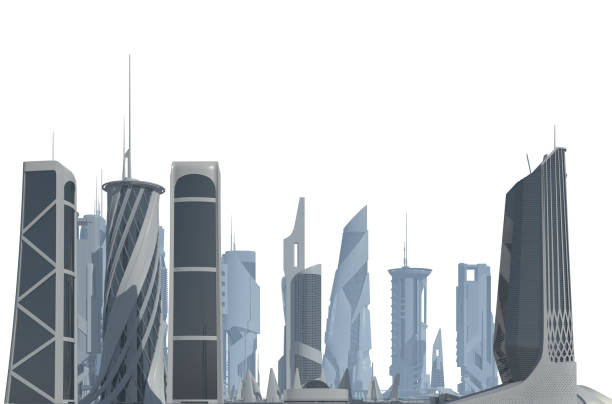 istock Futuristic City isolated on white 3D illustration 1193630077