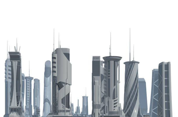 istock Futuristic City isolated on white 3D illustration 1193630081