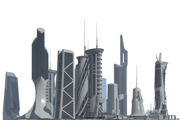 istock Futuristic City isolated on white 3D illustration 1193630088