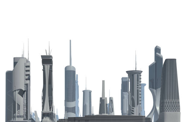 istock Futuristic City isolated on white 3D illustration 1193630089