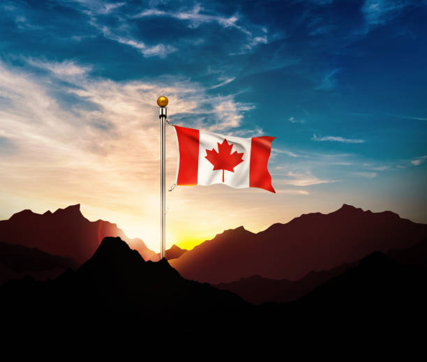 istock Canada flag,Waving flag on the mountain 1193637931